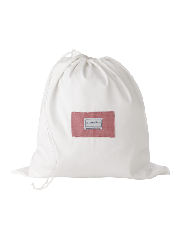 Sac pochette blanc étiquette framboise
